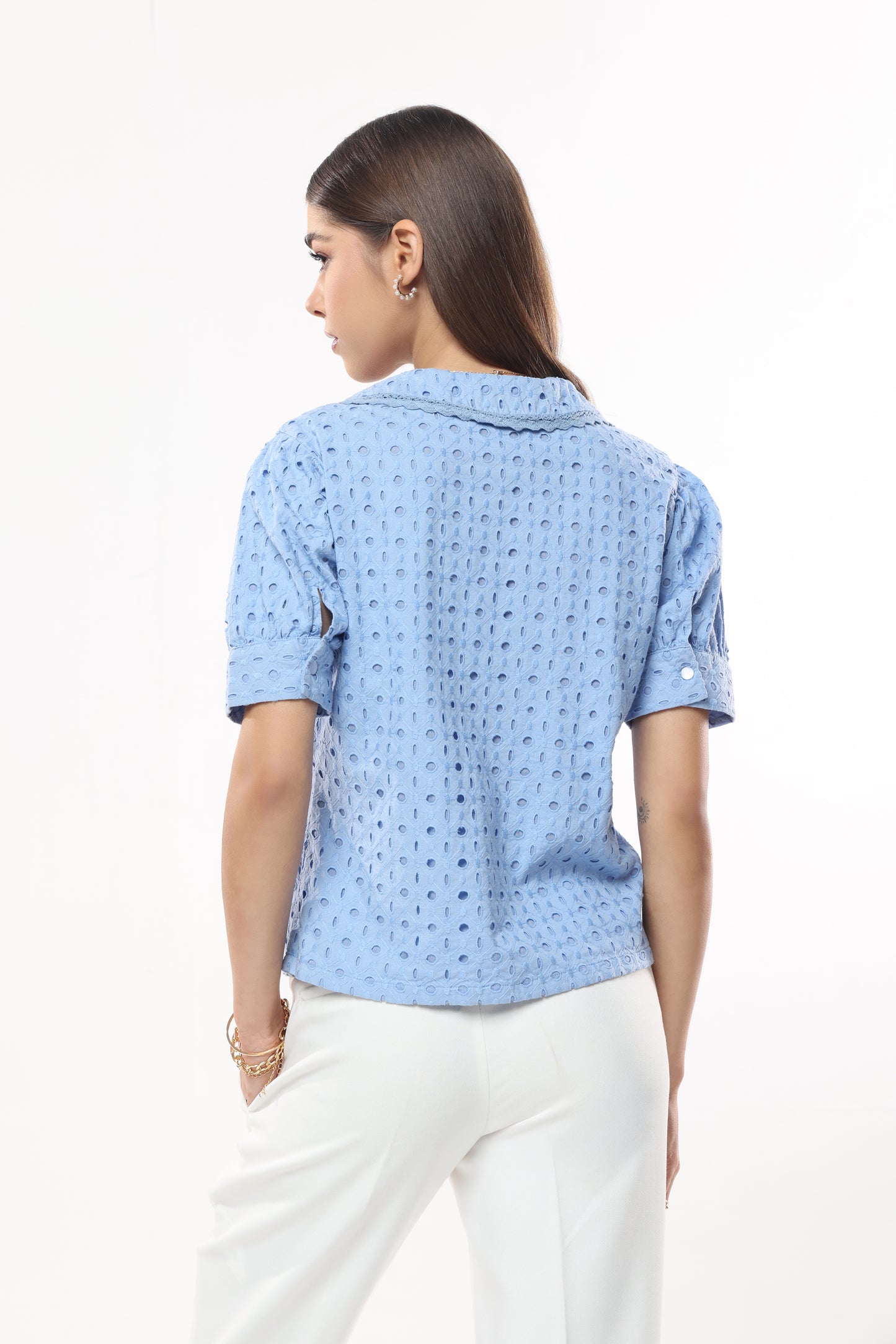 Schiffli Blouse Blue