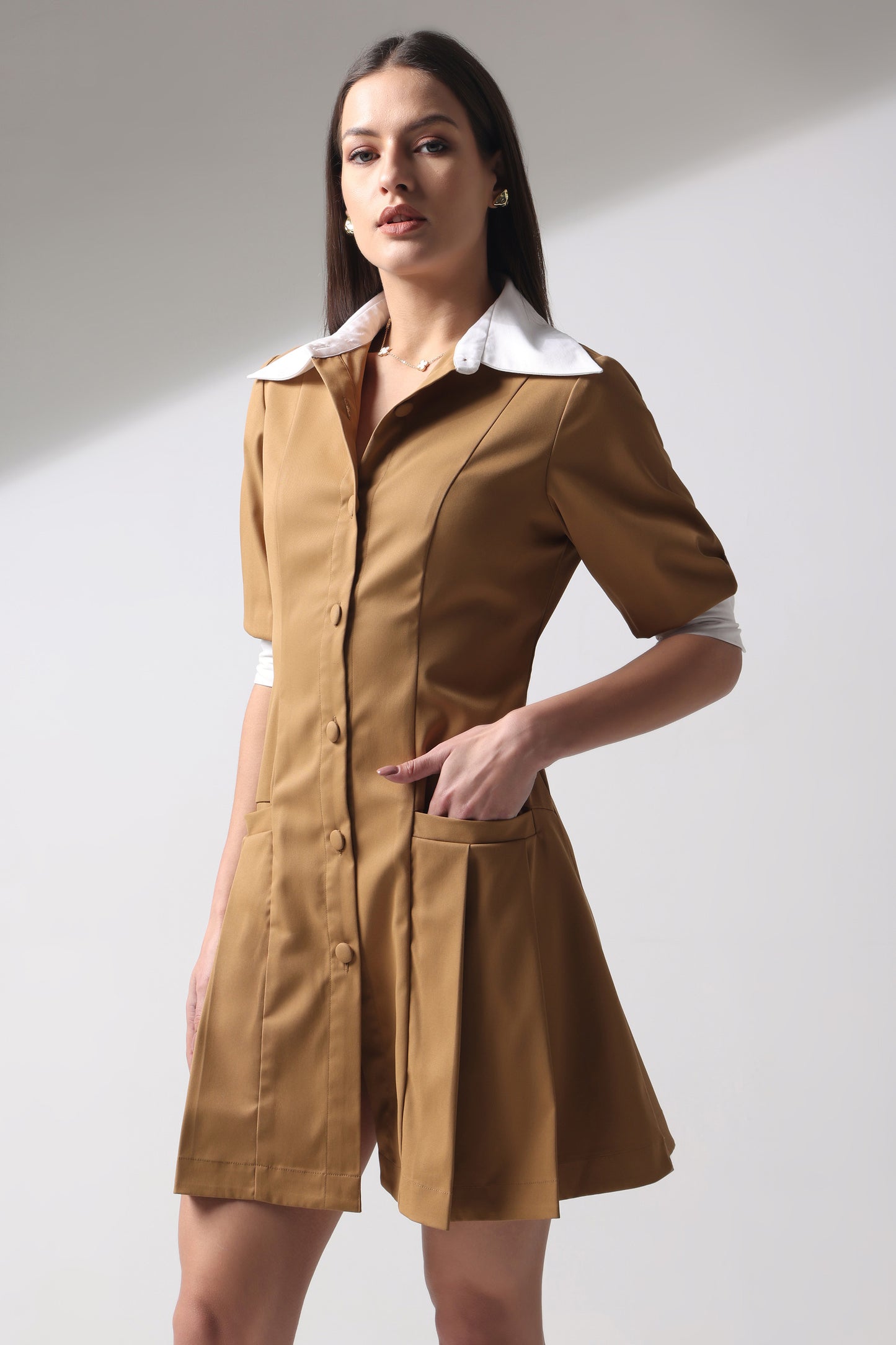 Fit and Flair Pleated Dress