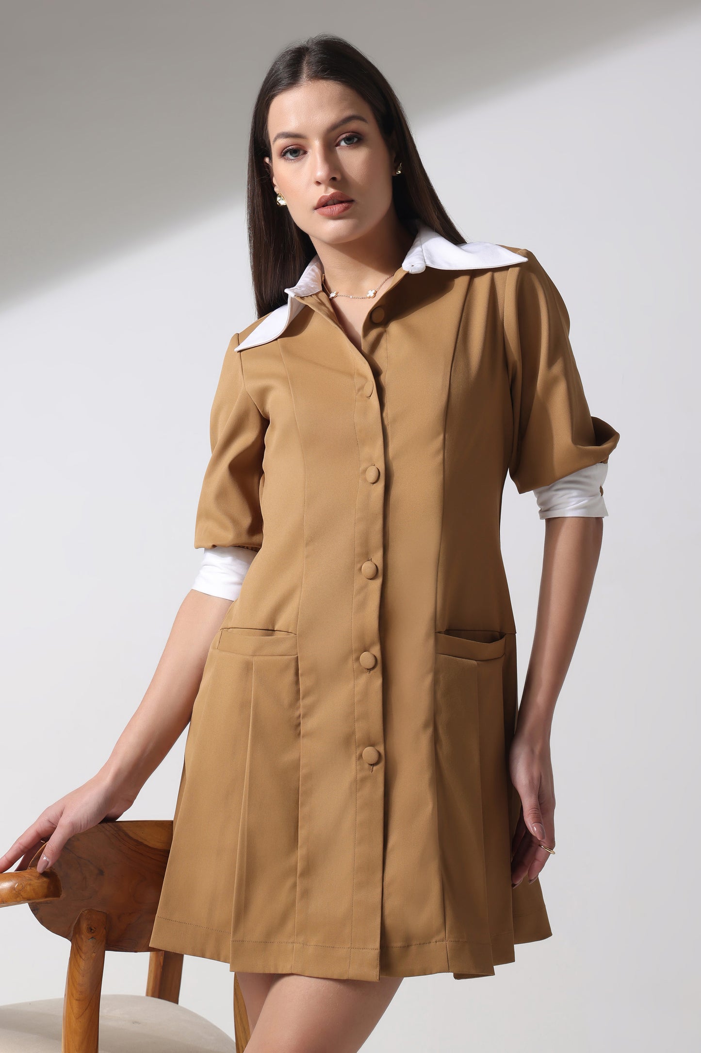 Fit and Flair Pleated Dress