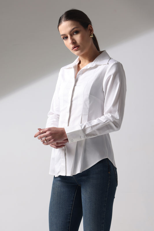 Full Sleeved Front Pleated Fit Shirt