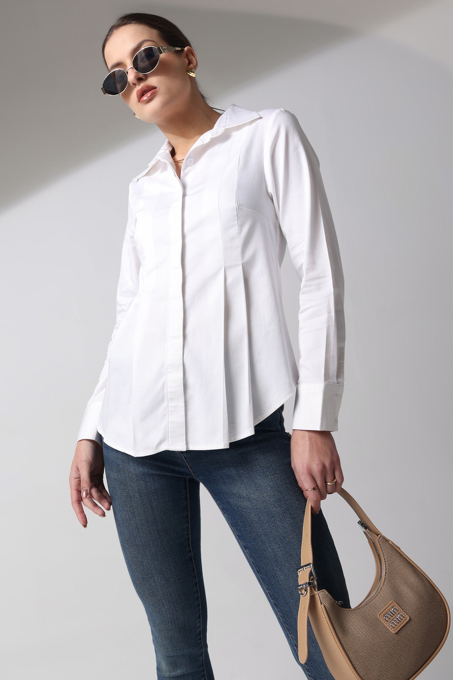Full Sleeved Front Pleated Fit Shirt