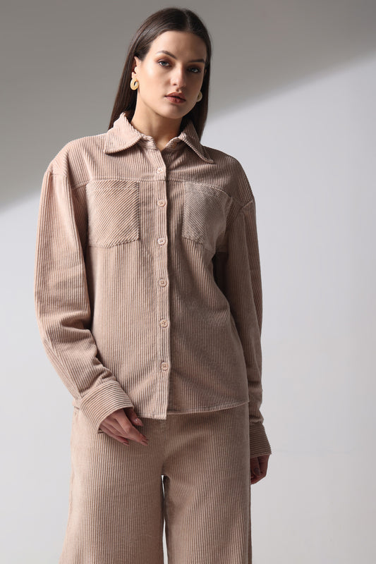 Corduroy Co-ord Set Beige