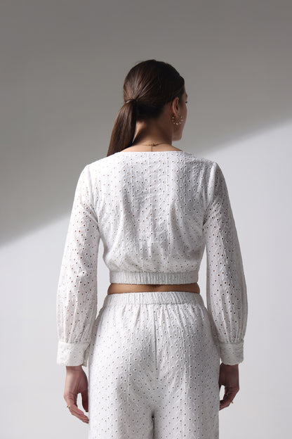 Schiffli Top Puffed Sleeves