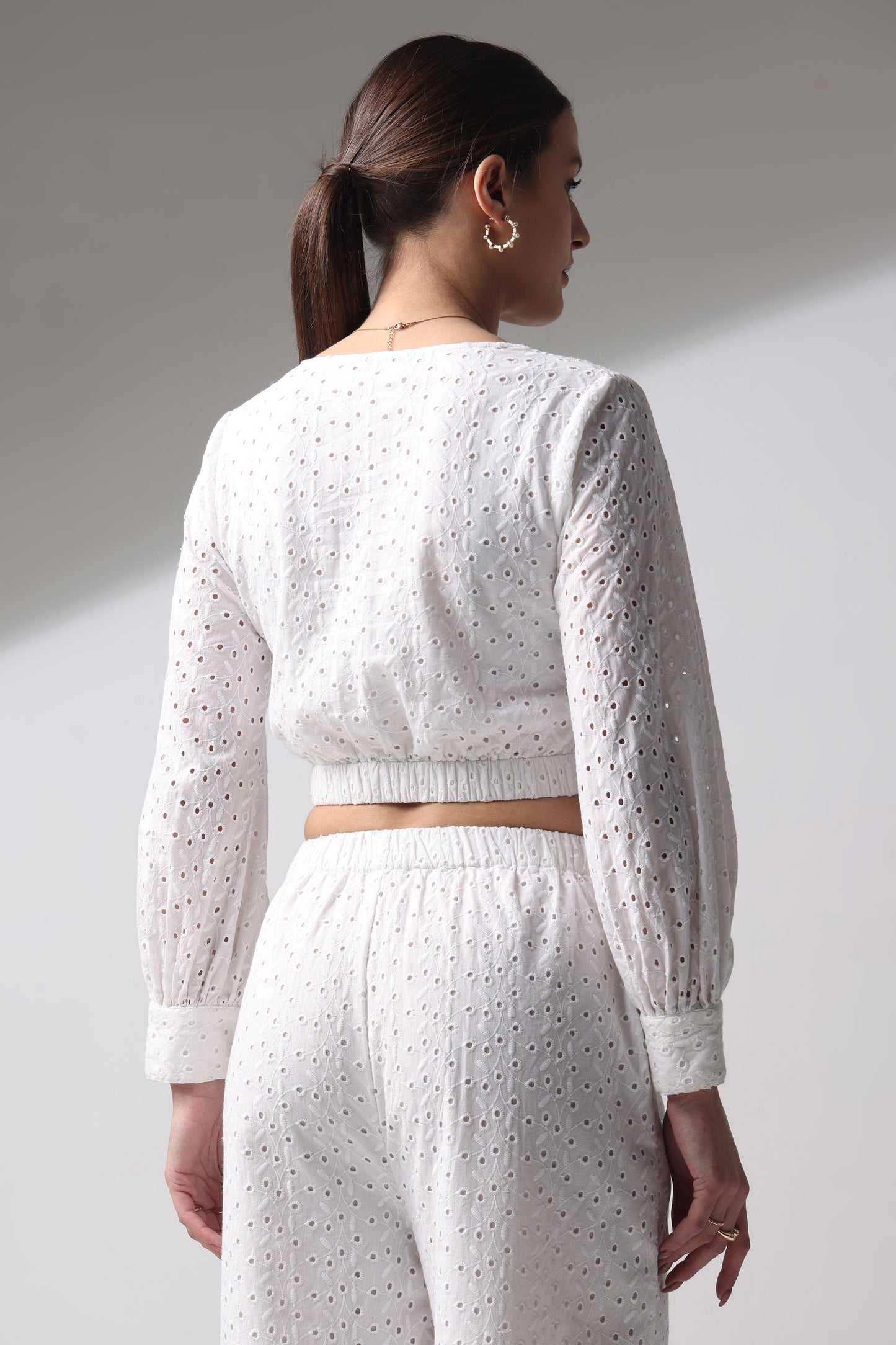 Schiffli Top Puffed Sleeves