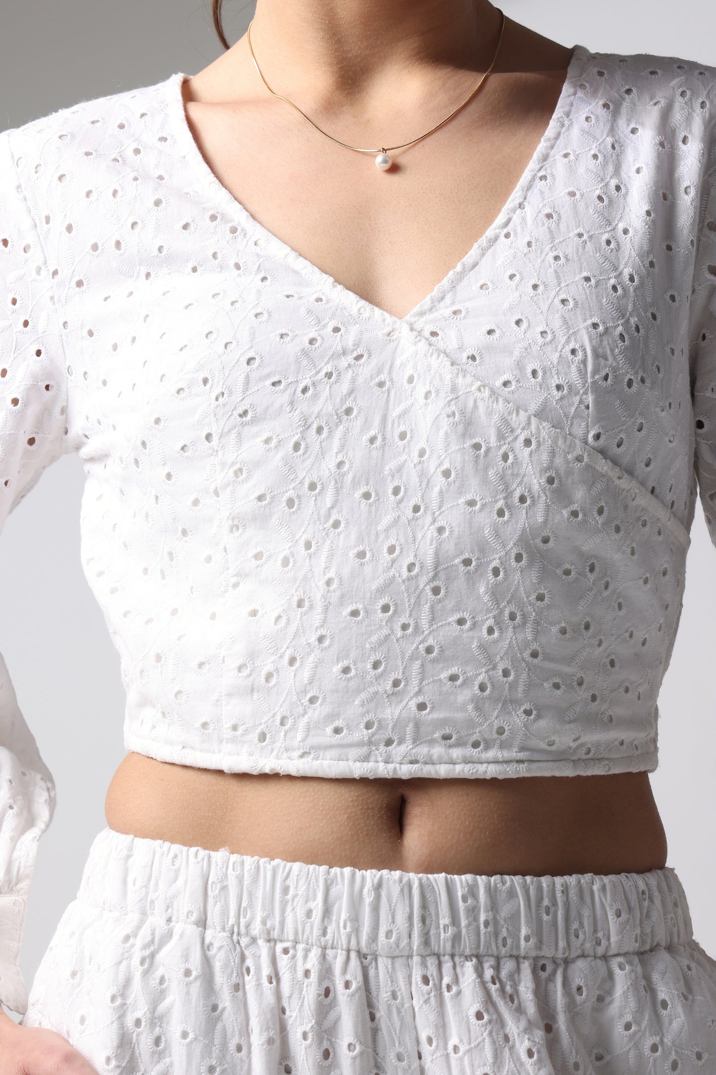 Schiffli Top Puffed Sleeves