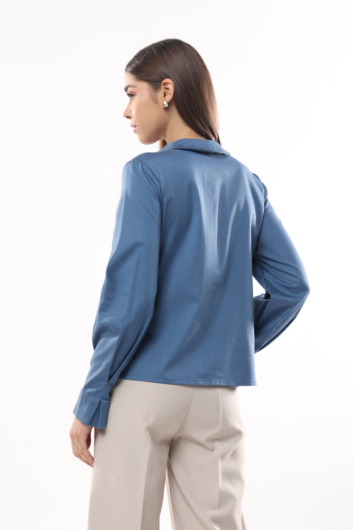 Frilled Cuff V neckline Shirt