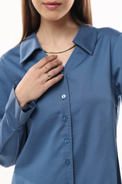 Frilled Cuff V neckline Shirt