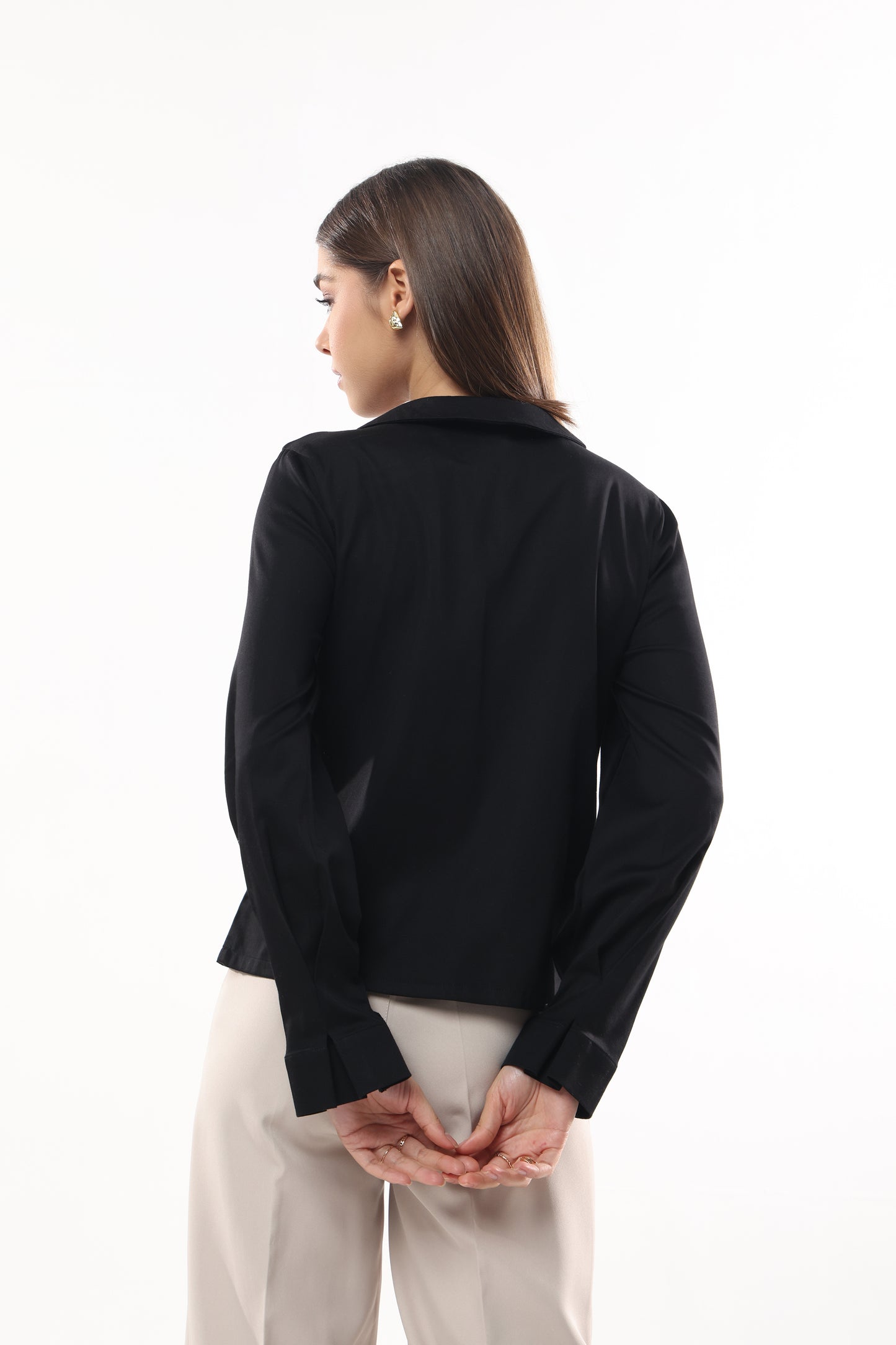 Frilled Cuff V neckline Shirt
