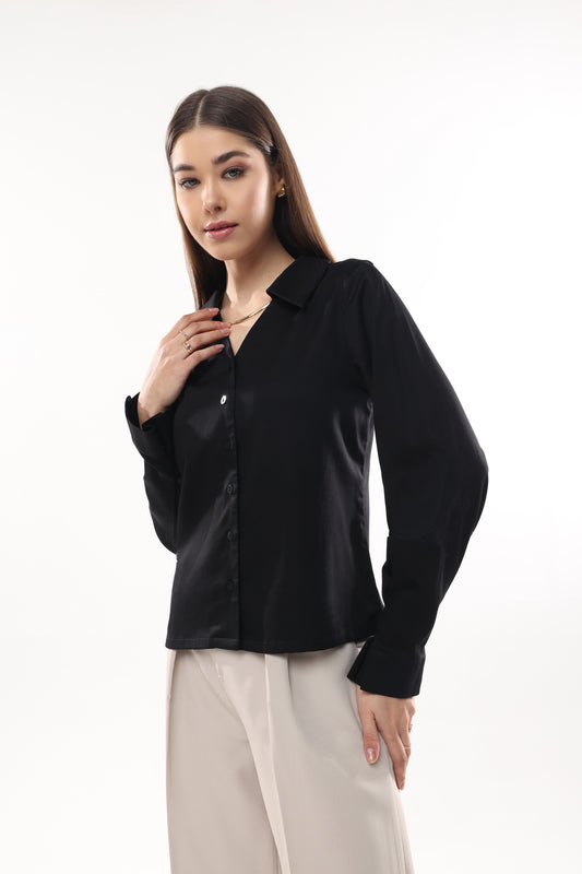 Frilled Cuff V neckline Shirt