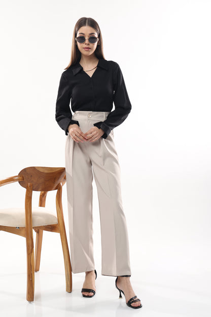 Frilled Cuff V neckline Shirt