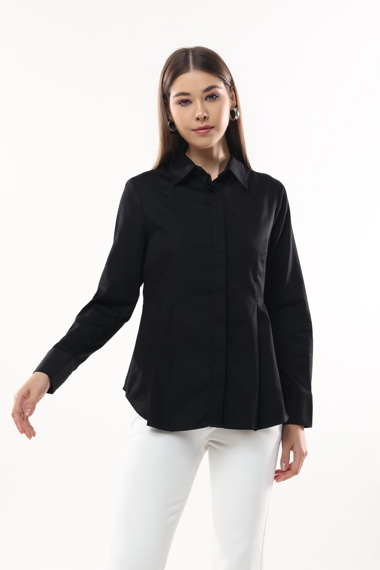 Full Sleeved Front Pleated Fit Shirt