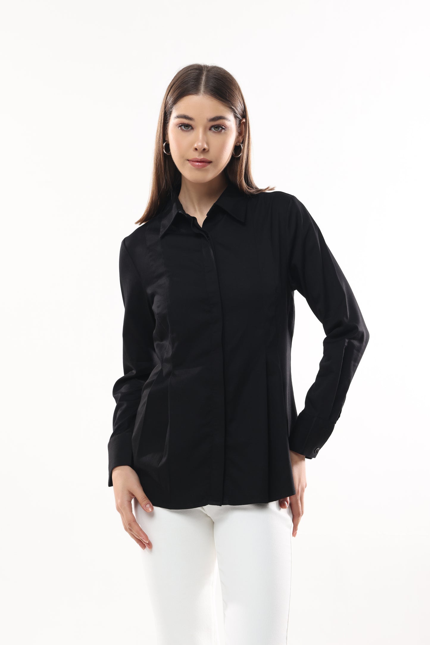 Full Sleeved Front Pleated Fit Shirt