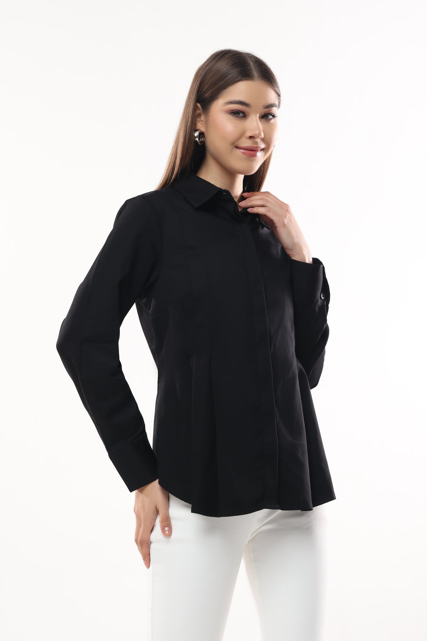 Full Sleeved Front Pleated Fit Shirt