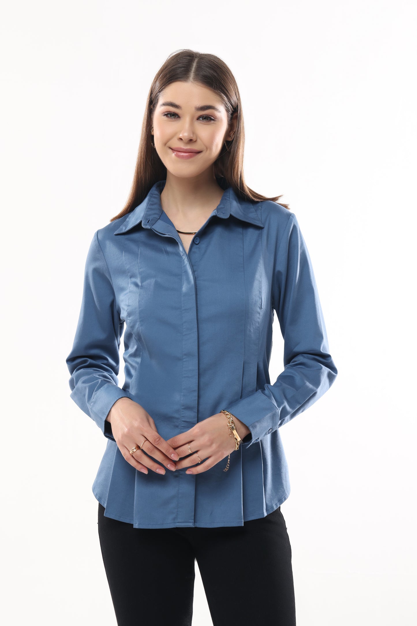 Full Sleeved Front Pleated Fit Shirt