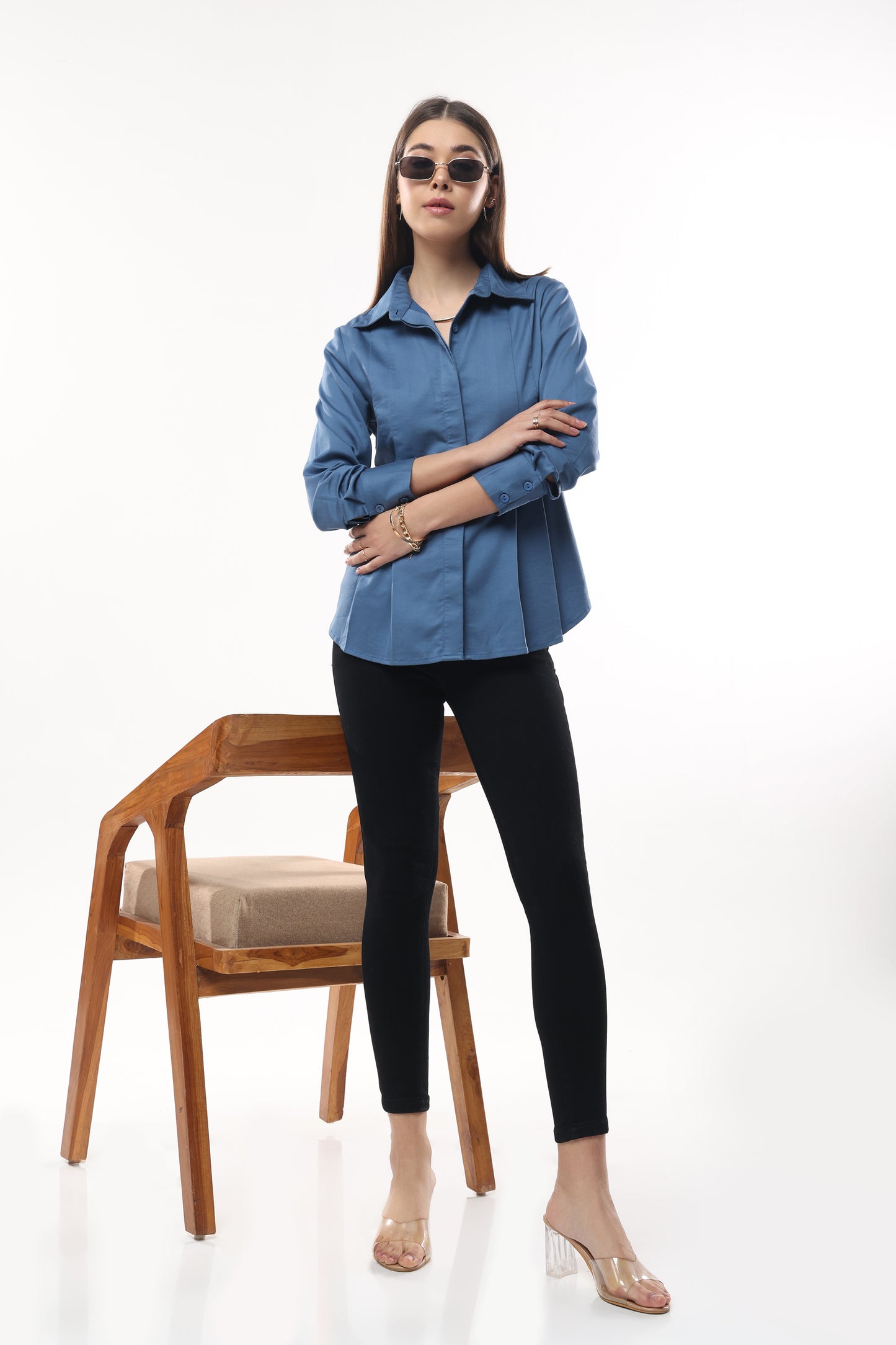 Full Sleeved Front Pleated Fit Shirt