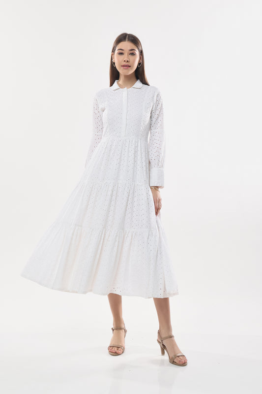 Schiffli Long Dress