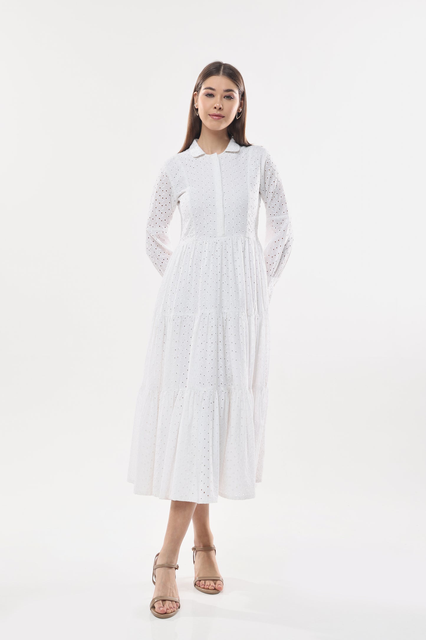 Schiffli Long Dress