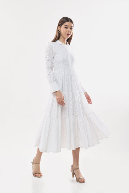 Schiffli Long Dress