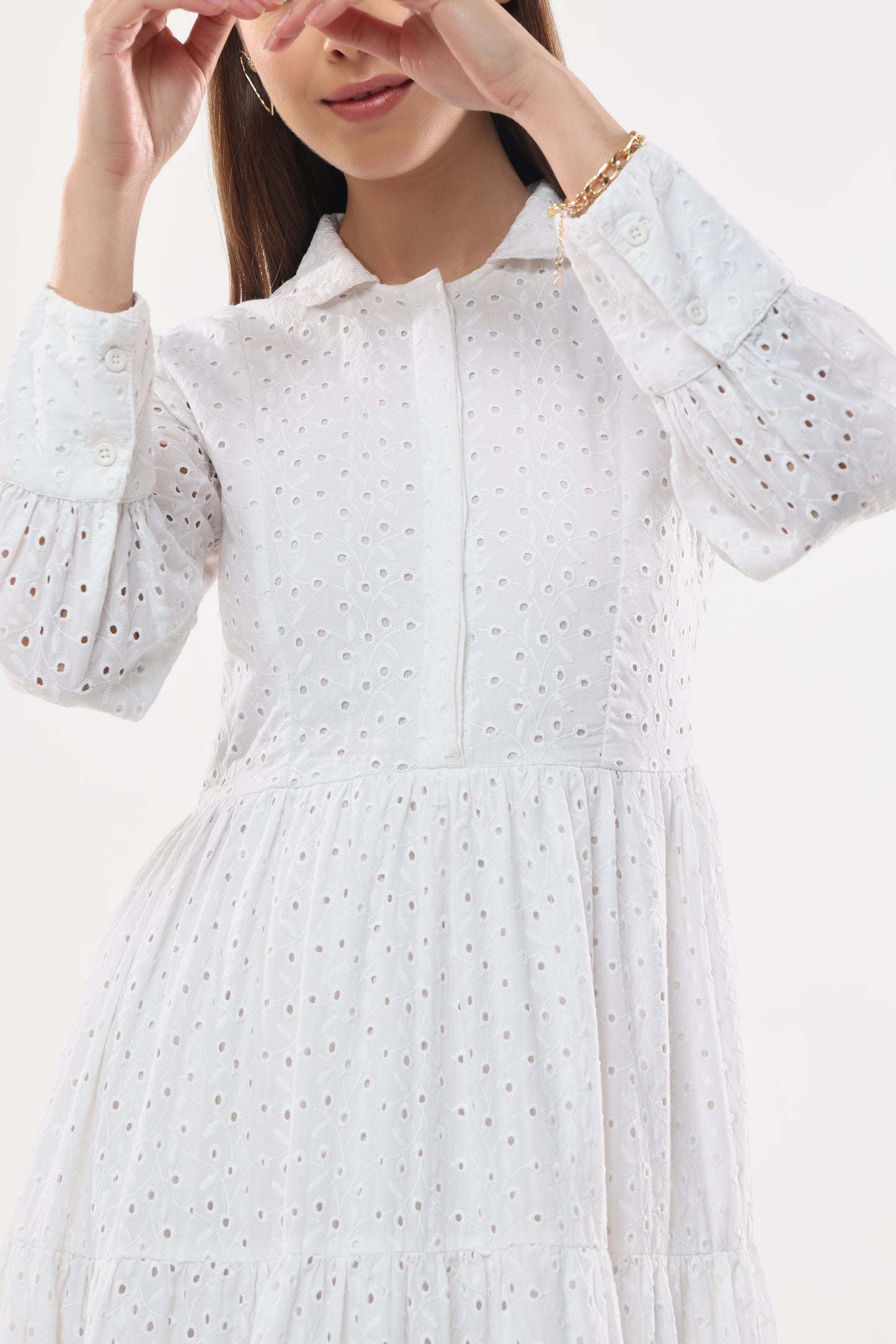 Schiffli Long Dress