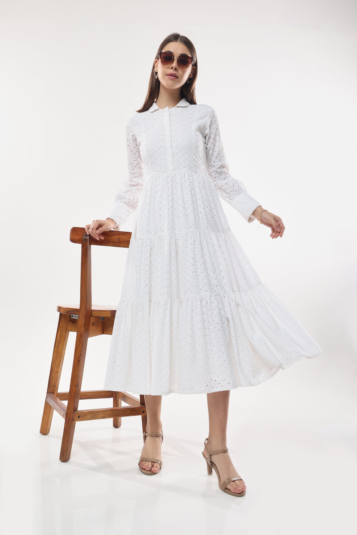 Schiffli Long Dress
